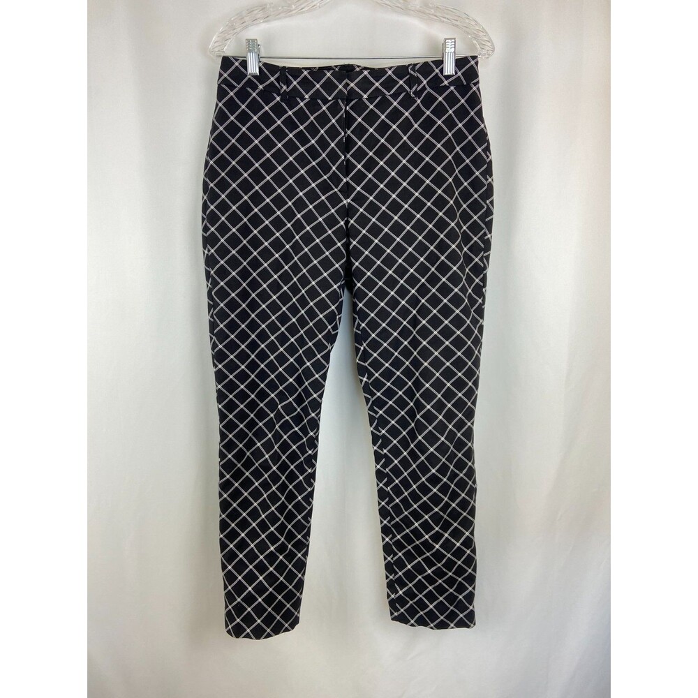 White House Black Market Women’s Size 6 Dress Pants Black White Plaid Slim Ankle
